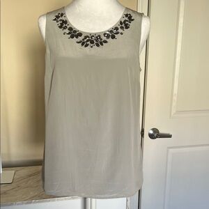 Talbots Elegant Gray Sleeveless Top with Embellishments